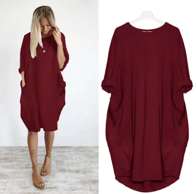 Chic-Kleid für Frauen mit praktischen Taschen - Profitieren Sie von unserem Sonderangebot: eins gekauft, eins gratis!