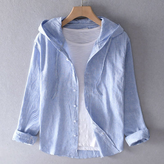 Elegante Leinenbluse mit trendiger Kapuze - Kollektion Elena
