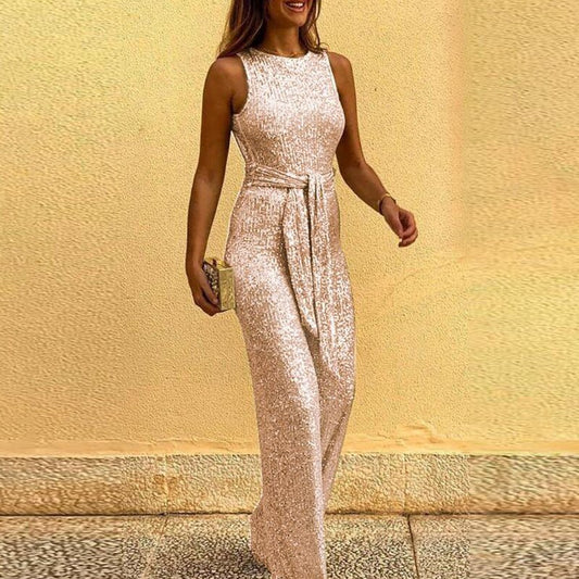 Eleganter Overall in Strahlendem Grün mit Funkelnden Pailletten