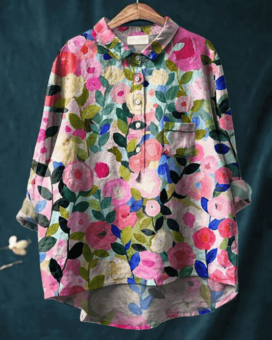 Elegante Lila Bluse mit floralem Charme